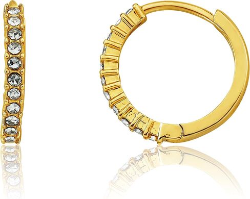 Little Miss Twin Stars Girls Earrings - 14K Gold Plated Crystal Huggy Earring - Hypoallergenic And Nickel Free For Sensitive Ears in Kuwait