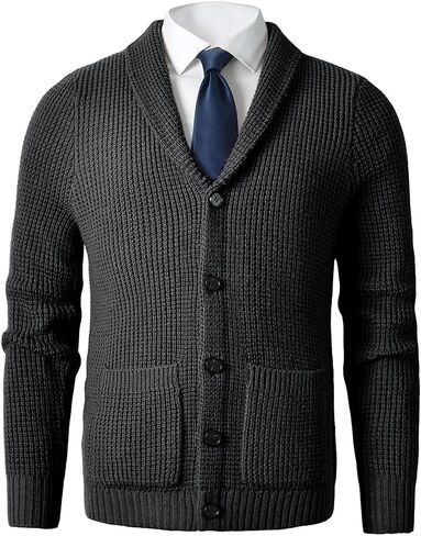 Men's Shawl Collar Cardigan Sweater - Cable Knit, Button-Up, Merino Wool - A Modern Classic That Never Goes Out of Style in Saudi Arabia