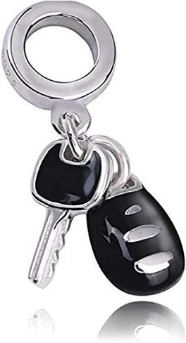 Bolenvi Black Enamel Car Keys Sports Vehicle Driver 925 Sterling Silver Charm Bead Pendant for Pandora & Similar Charm Bracelets or Necklaces in Saudi Arabia
