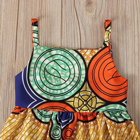 Noubeau Kids Toddler Girls African Dashiki Dress Little Girls Backless Halter Dress Ethnic Bohemia Style Summer Clothes in Kuwait
