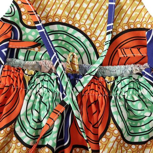 Noubeau Kids Toddler Girls African Dashiki Dress Little Girls Backless Halter Dress Ethnic Bohemia Style Summer Clothes in Kuwait