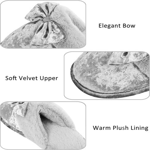 DL Womens Fluffy Velvet Slip on Scuff Slippers for Women Indoor, Warm Furry Ladies Bedroom Slippers with Non Slip Outsole Pink Gray Size 5-6, 7-8, 9-10 in Kuwait