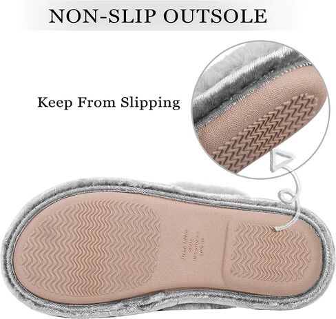 DL Womens Fluffy Velvet Slip on Scuff Slippers for Women Indoor, Warm Furry Ladies Bedroom Slippers with Non Slip Outsole Pink Gray Size 5-6, 7-8, 9-10 in Kuwait