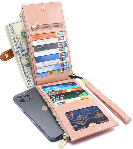 محافظ ANDOILT للنساء محفظة جلدية أصلية RFID حجب حافظة بطاقات متعددة الطي مع حقيبة يد بجيب بسحاب in Kuwait