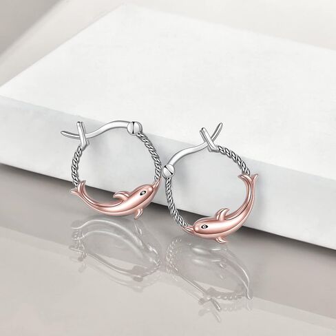 Cat/French Bulldog/Koala/Panda/Elephant/Pig/Penguin/Dolphin/Octopus/Shark/Butterfly/Bat/Hedgehog Earrings for Women Sterling Silver Animal Hoop Earrings Jewelry Gifts for Animal Lovers in Saudi Arabia