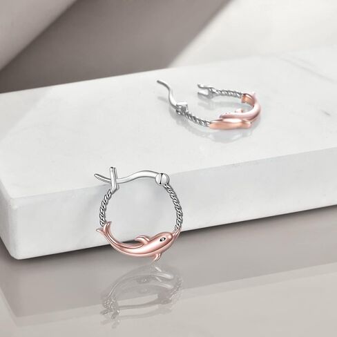 Cat/French Bulldog/Koala/Panda/Elephant/Pig/Penguin/Dolphin/Octopus/Shark/Butterfly/Bat/Hedgehog Earrings for Women Sterling Silver Animal Hoop Earrings Jewelry Gifts for Animal Lovers in Saudi Arabia