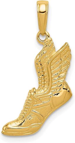 Running Shoe with Wings Pendant in Real 10k or 14k Gold in Kuwait