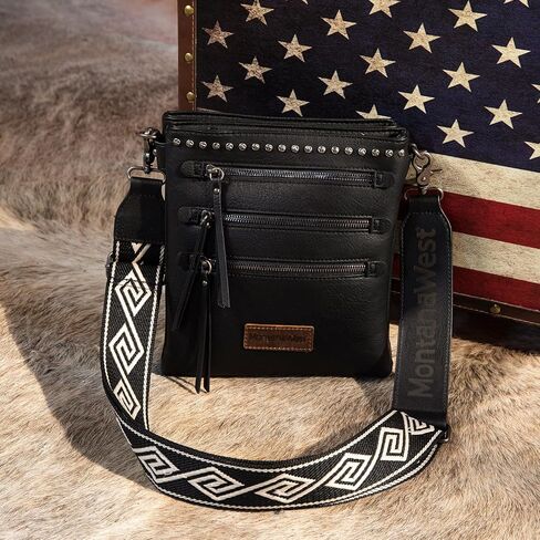 Montana West Crossbody Bags for Women Multi Zip Pocket Crossover Purses with Guitar Strap in Kuwait