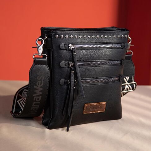 Montana West Crossbody Bags for Women Multi Zip Pocket Crossover Purses with Guitar Strap in Kuwait