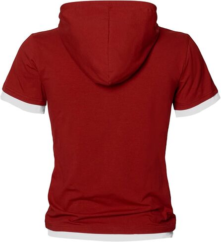 تي شيرت رجالي بقلنسوة بأكمام قصيرة من HHGKED مصنوع من القطن الرياضي بقلنسوة in Kuwait