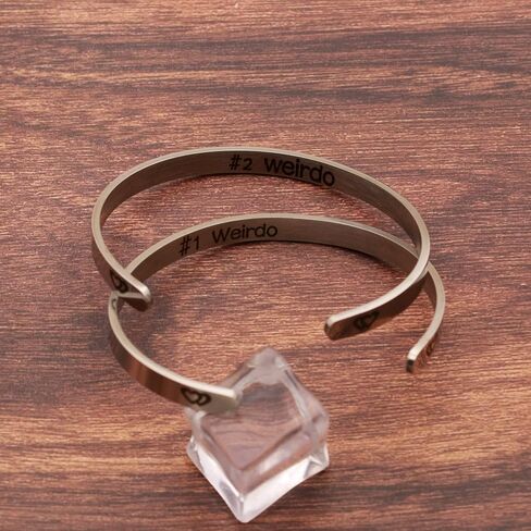 Vistaric Best Friend Bangle Weirdo 1 & Weirdo 2 Cuff Bangle Bracelets BFF Friendship Adjustable Bracelets Jewelry Set of 2 Gifts for Her, Silver in Saudi Arabia