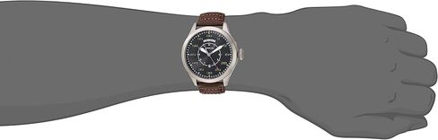 Invicta Men's Aviator Stainless Steel Quartz Watch with Leather Calfskin Strap, Black, Brown, 21 (Model: 22972, 22973) in Saudi Arabia
