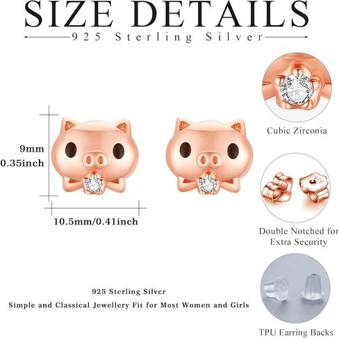 أقراط خنزير 925 من الفضة الإسترليني على شكل خنزير متطاير أقراط على شكل حيوان لطيف مجوهرات خنزير هدية للنساء والفتيات المراهقات in Kuwait