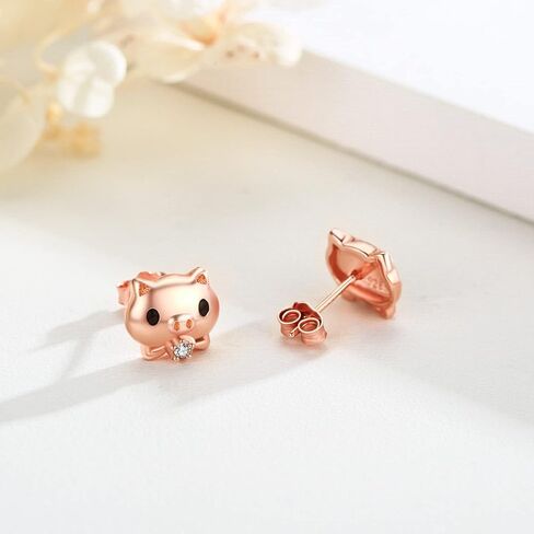 أقراط خنزير 925 من الفضة الإسترليني على شكل خنزير متطاير أقراط على شكل حيوان لطيف مجوهرات خنزير هدية للنساء والفتيات المراهقات in Kuwait