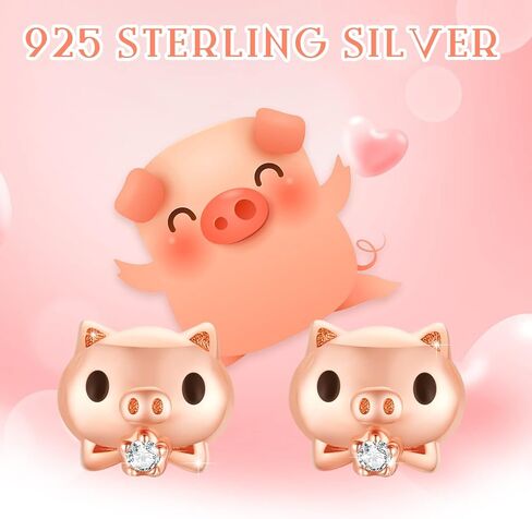 أقراط خنزير 925 من الفضة الإسترليني على شكل خنزير متطاير أقراط على شكل حيوان لطيف مجوهرات خنزير هدية للنساء والفتيات المراهقات in Kuwait