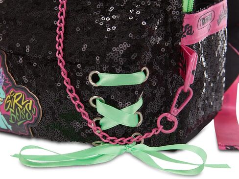 That Girl LayLay Mini Backpack PURSE for Girls, 10 inch, Sequin Material with Lace Up Grommet Details & Appliqued Patches, Adjustable Shoulder Straps, Light Weight Travel bag for kids in Saudi Arabia