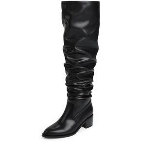 Modatope Knee High Boots for Women Chunky Heel Pull on Womens Slouchy Tall Boots Block Heel Thigh High Boots for Women in Kuwait