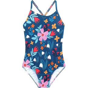 Girls One Piece Swimsuits Summer UPF 50+ Quick Dry Beach Bathing Suit Cross Shoulder Strap Swimwear 2-10 Years in Kuwait