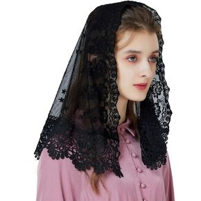حجاب دانتيل جميل للكنيسة الكاثوليكية الكاتدرائية مصلى Mantilla 1st غطاء رأس بالتواصل اللاتينية قداس عيد الفصح