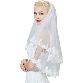 طرحة زفاف من BEAUTELICATE مع مشط من طبقتين حافة مزينة بالدانتيل للرموش in Kuwait