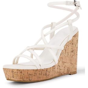 Coutgo Women Platform Wedge Sandals Cork Slingback Wedges Espadrilles Heels Summer Shoes in Kuwait