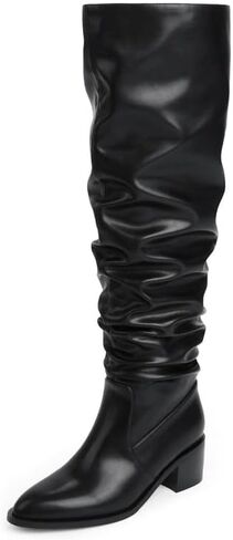 Modatope Knee High Boots for Women Chunky Heel Pull on Womens Slouchy Tall Boots Block Heel Thigh High Boots for Women in Kuwait
