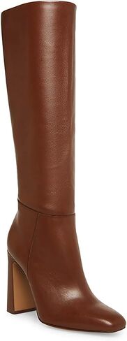 Coutgo Women's Chunky Heeled Knee High Boots Classic Leather Square Toe Zippered Tall Boot in Saudi Arabia
