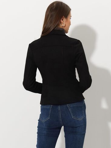 Allegra K Women's Faux Suede Jacket Short Zip Up Motorcycle Biker Coat in Saudi Arabia