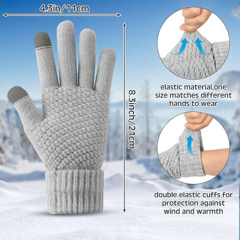 Hicarer 12 Pairs Winter Touchscreen Gloves Warm Fleece Knit Gloves Multicolor Thermal Texting Gloves with Elastic Cuff for Women Men in Saudi Arabia