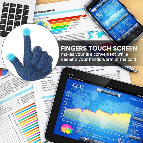 Hicarer 12 Pairs Winter Touchscreen Gloves Warm Fleece Knit Gloves Multicolor Thermal Texting Gloves with Elastic Cuff for Women Men in Saudi Arabia