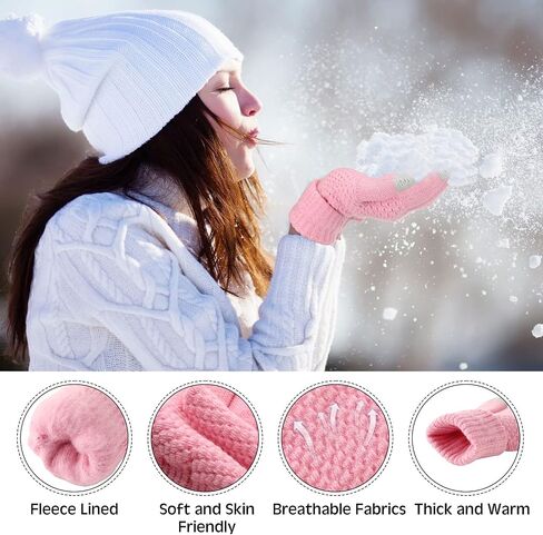 Hicarer 12 Pairs Winter Touchscreen Gloves Warm Fleece Knit Gloves Multicolor Thermal Texting Gloves with Elastic Cuff for Women Men in Saudi Arabia