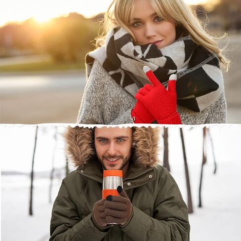 Hicarer 12 Pairs Winter Touchscreen Gloves Warm Fleece Knit Gloves Multicolor Thermal Texting Gloves with Elastic Cuff for Women Men in Saudi Arabia