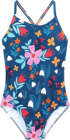 Girls One Piece Swimsuits Summer UPF 50+ Quick Dry Beach Bathing Suit Cross Shoulder Strap Swimwear 2-10 Years in Kuwait