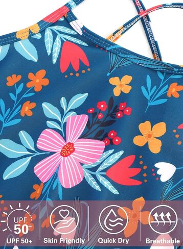 Girls One Piece Swimsuits Summer UPF 50+ Quick Dry Beach Bathing Suit Cross Shoulder Strap Swimwear 2-10 Years in Kuwait