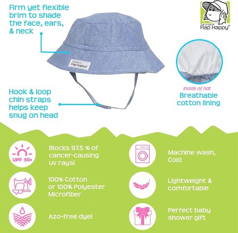 Flap Happy Children Unisex Bucket Hat UPF 50+, Highest Certified UV Sun Protection, Azo-free dye in Saudi Arabia