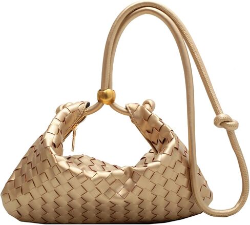 CREHNIL Black Woven Leather Handbags Shoulder Tote Hobo Braided Purse Weaved Soft Bag For Women in Kuwait