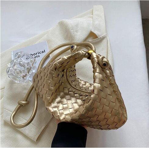 CREHNIL Black Woven Leather Handbags Shoulder Tote Hobo Braided Purse Weaved Soft Bag For Women in Kuwait