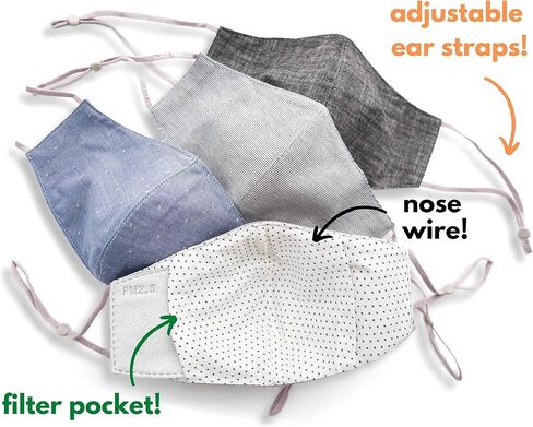 HOPE LOVE SHINE Face Mask Adjustable Filter Pocket Reusable Breathable Washable Cloth Mask Face Masks for Women Men - 4 Pack in Saudi Arabia