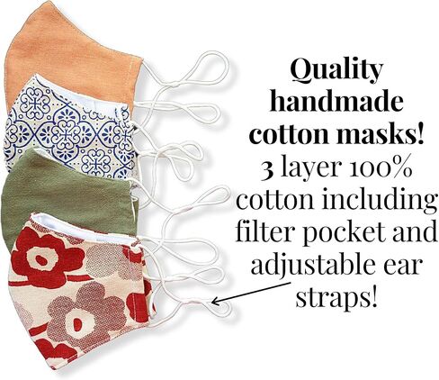 HOPE LOVE SHINE Face Mask Adjustable Filter Pocket Reusable Breathable Washable Cloth Mask Face Masks for Women Men - 4 Pack in Saudi Arabia