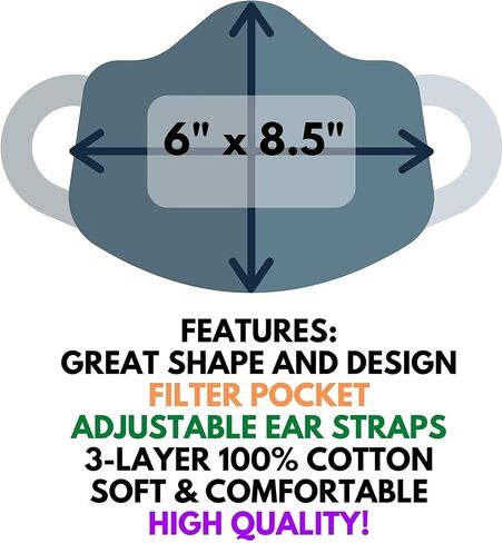 HOPE LOVE SHINE Face Mask Adjustable Filter Pocket Reusable Breathable Washable Cloth Mask Face Masks for Women Men - 4 Pack in Saudi Arabia