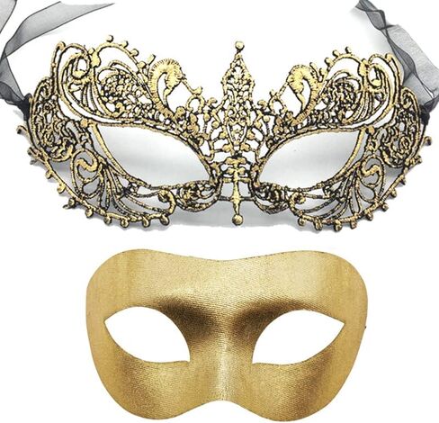 krpoiun Halloween Dress Christmas Halloween Masquerade Masks Couples Mardi Gras Party for Costume Party Silver2 Pack in Saudi Arabia