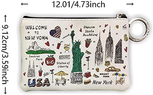 الفتيات والنساء أزياء لطيف كلاسيكي أنيق نيويورك تذكارية مفتاح التغيير حامل الحقيبة عملة المحفظة in Kuwait