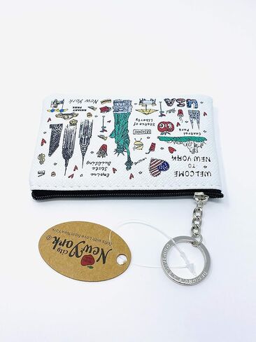 الفتيات والنساء أزياء لطيف كلاسيكي أنيق نيويورك تذكارية مفتاح التغيير حامل الحقيبة عملة المحفظة in Kuwait