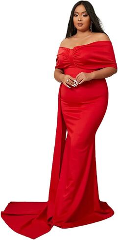 فستان Lin Lin Q نسائي رسمي بدون أكتاف بطول الأرض، فستان حفلات مسائية بأكمام ملفوفة in Kuwait