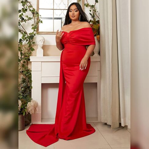 فستان Lin Lin Q نسائي رسمي بدون أكتاف بطول الأرض، فستان حفلات مسائية بأكمام ملفوفة in Kuwait