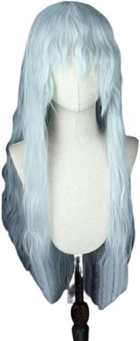 Gorgewg Men Wig for Berserk Griffith Cosplay Costume Wigs Long Curly Silver White Anime Hair in Kuwait