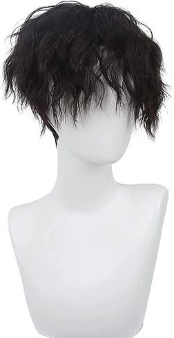 باروكات أنيمي سوداء قصيرة مجعدة من Swiking مع الانفجارات للرجال شعر مستعار صناعي منفوش طبيعي للرجال التأثيري in Kuwait