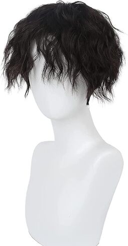 باروكات أنيمي سوداء قصيرة مجعدة من Swiking مع الانفجارات للرجال شعر مستعار صناعي منفوش طبيعي للرجال التأثيري in Kuwait
