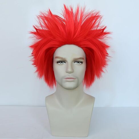Anogol Hair Cap+ White Crazy Wig, Unique Spiky And Funny Wig, Crazy Hair Wig, Funky Fuzzy Wig, Pelucas Para Payasos, Short White Wig For Anime Cosplay Wig Halloween Costume Party Wig in Saudi Arabia