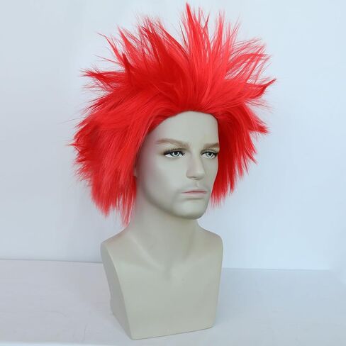 Anogol Hair Cap+ White Crazy Wig, Unique Spiky And Funny Wig, Crazy Hair Wig, Funky Fuzzy Wig, Pelucas Para Payasos, Short White Wig For Anime Cosplay Wig Halloween Costume Party Wig in Saudi Arabia